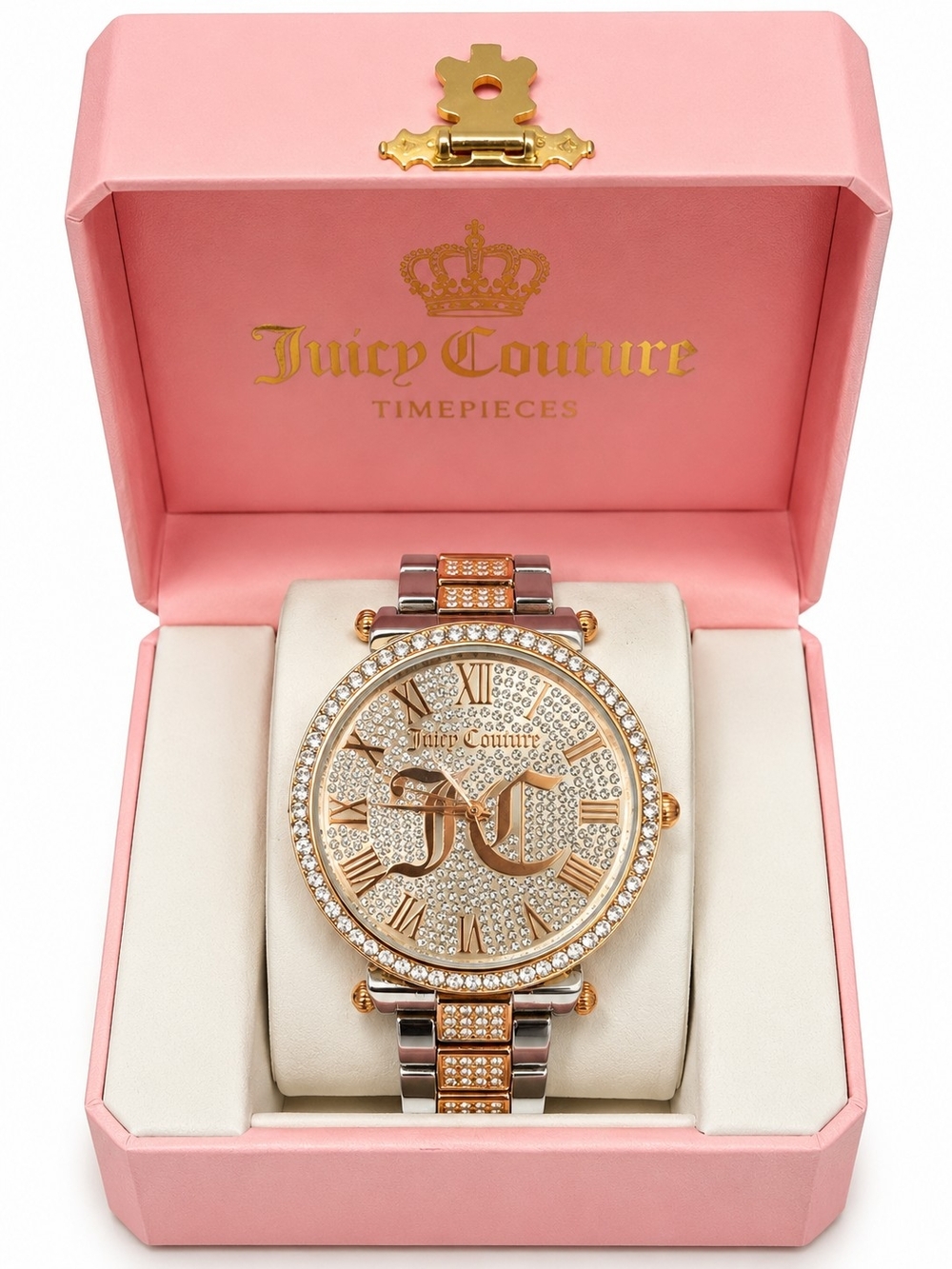 Juicy Couture Rhinestone Statement Watch w/ Pink Box